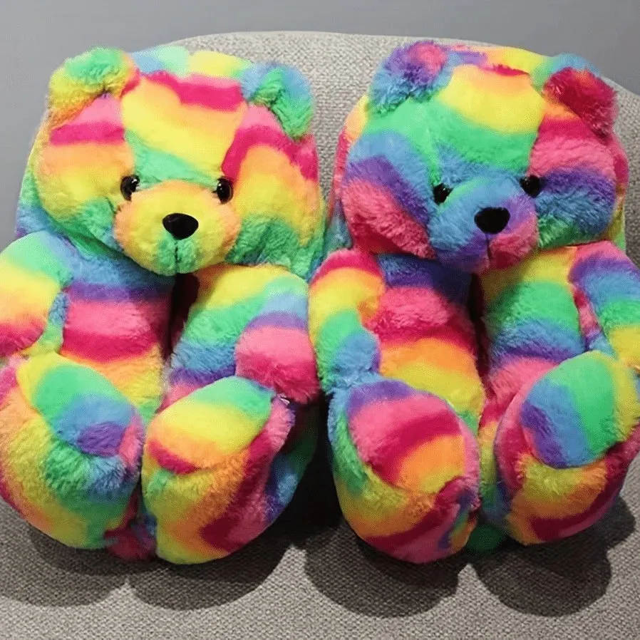 Women Teddy Bear Plush House Night Slippers