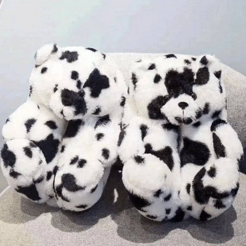 Women Teddy Bear Plush House Night Slippers