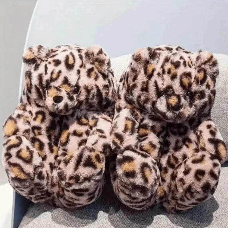 Women Teddy Bear Plush House Night Slippers