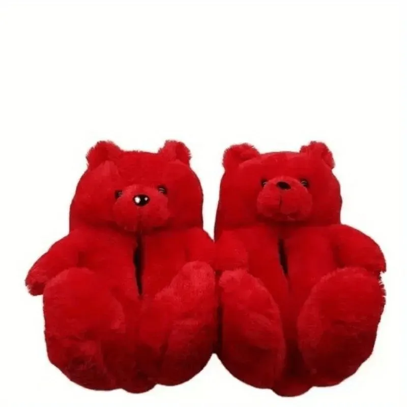 Women Teddy Bear Plush House Night Slippers