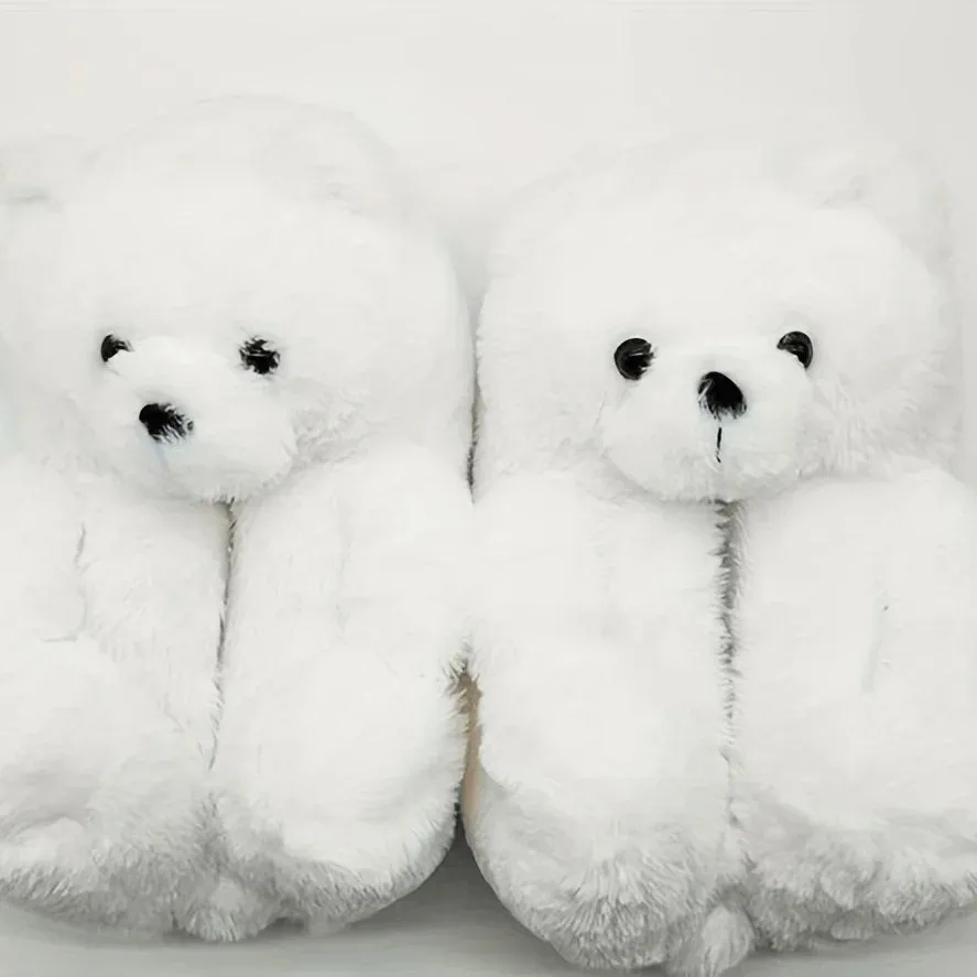 Women Teddy Bear Plush House Night Slippers