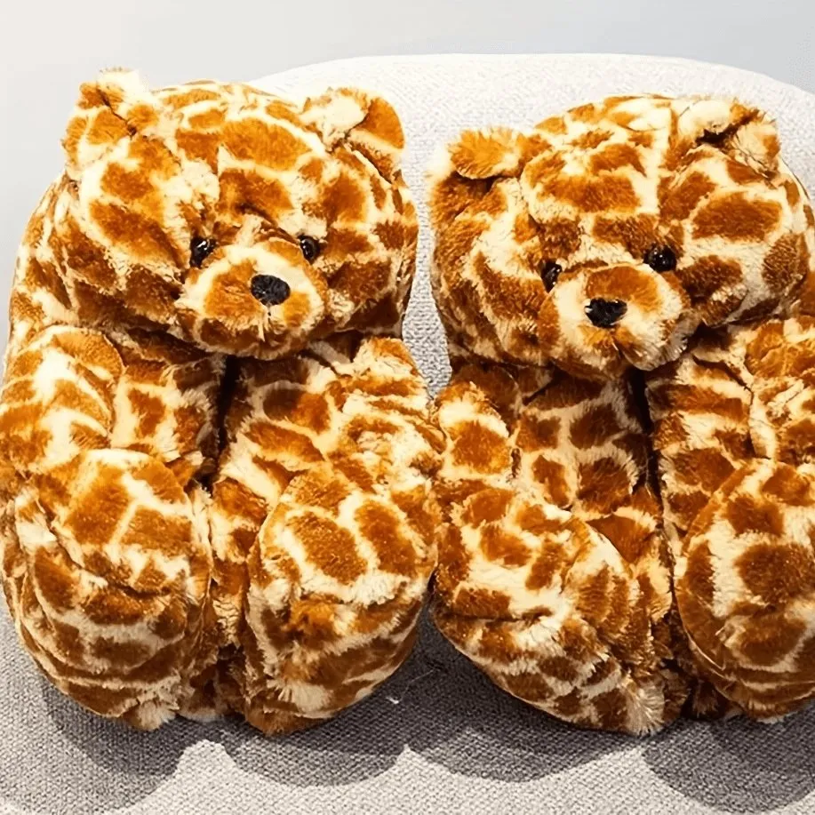 Women Teddy Bear Plush House Night Slippers