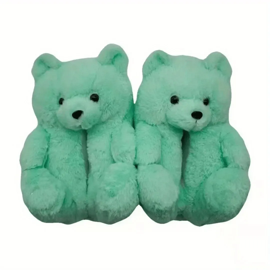 Women Teddy Bear Plush House Night Slippers