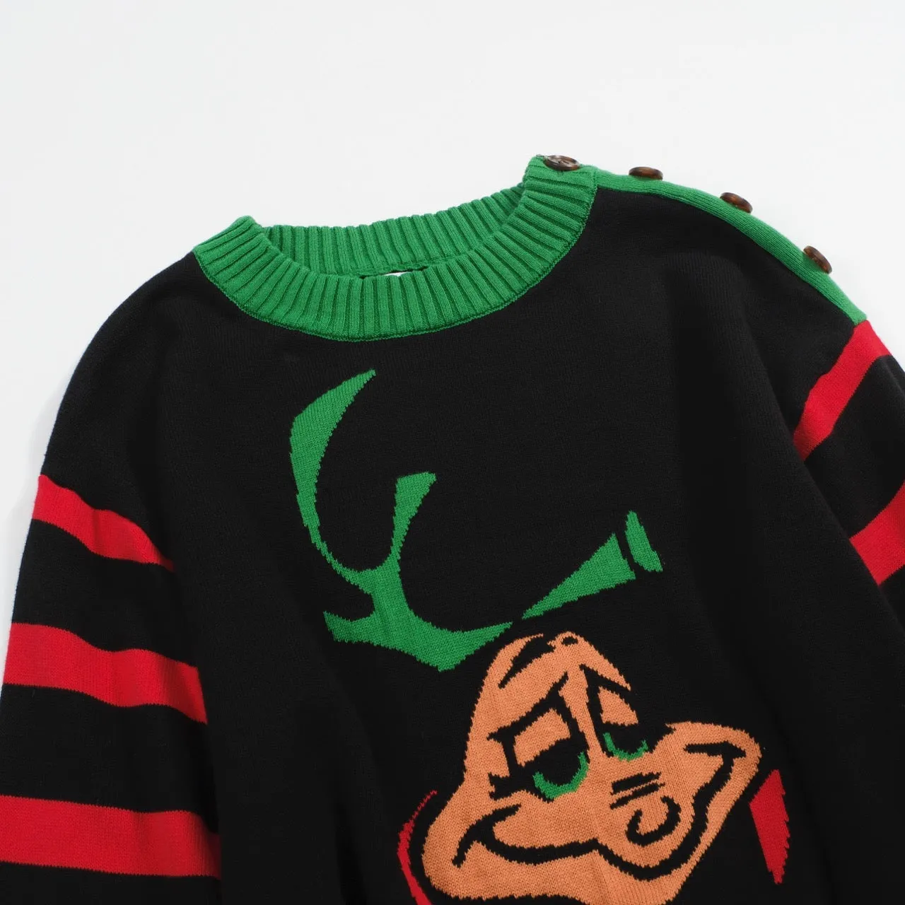 Women's black striped Christmas Jell sweater