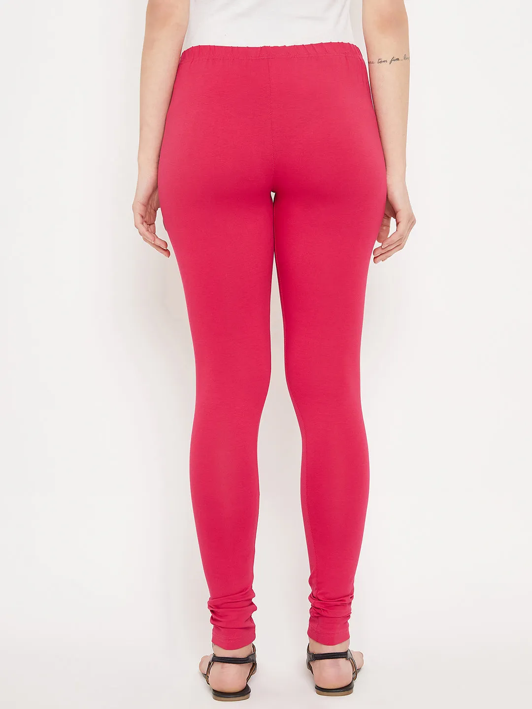 Women's Casual Skinny Fit Fuschia  Mid rise Leggings