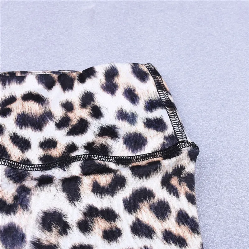 Women's Summer High Waist Push-Up Slim Leggings With Leopard Pattern