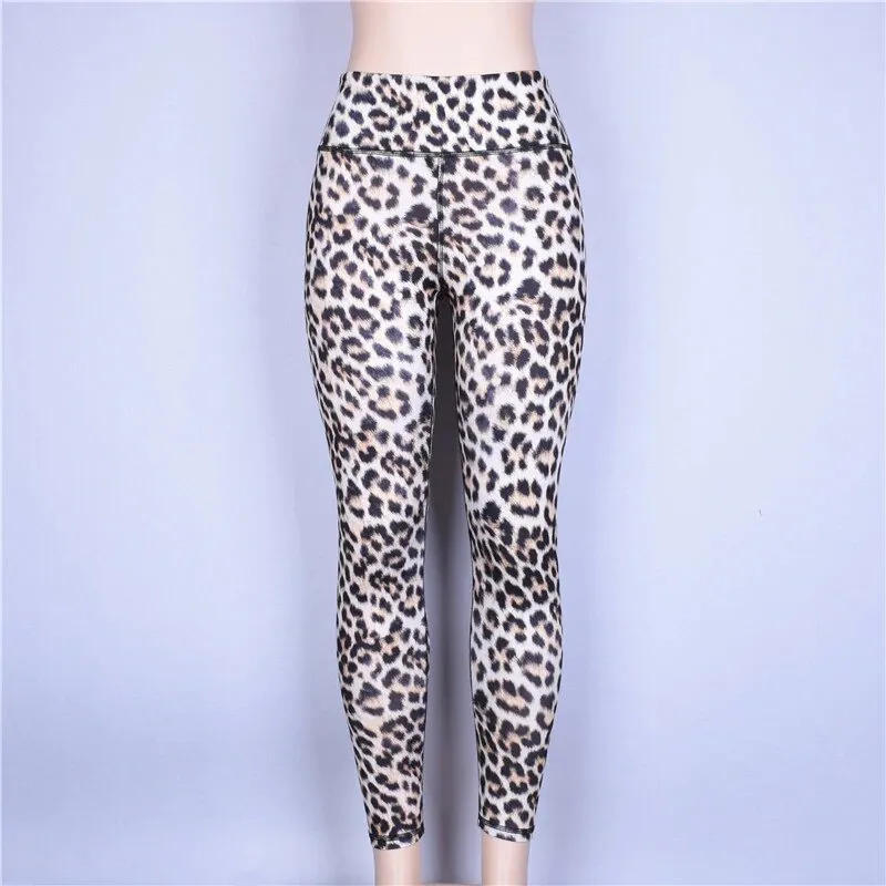 Women's Summer High Waist Push-Up Slim Leggings With Leopard Pattern