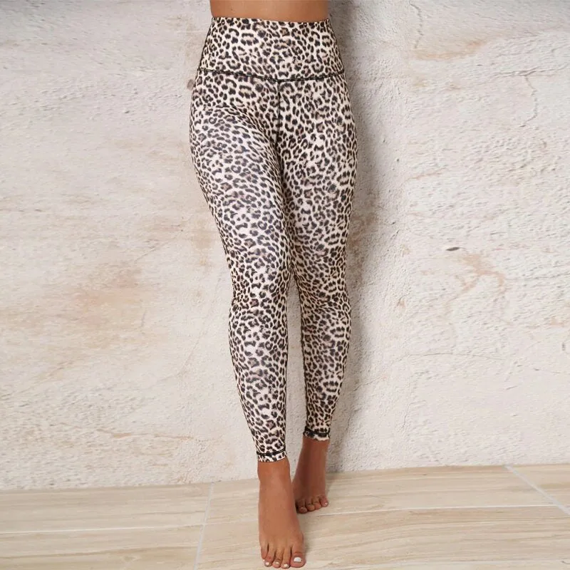 Women's Summer High Waist Push-Up Slim Leggings With Leopard Pattern
