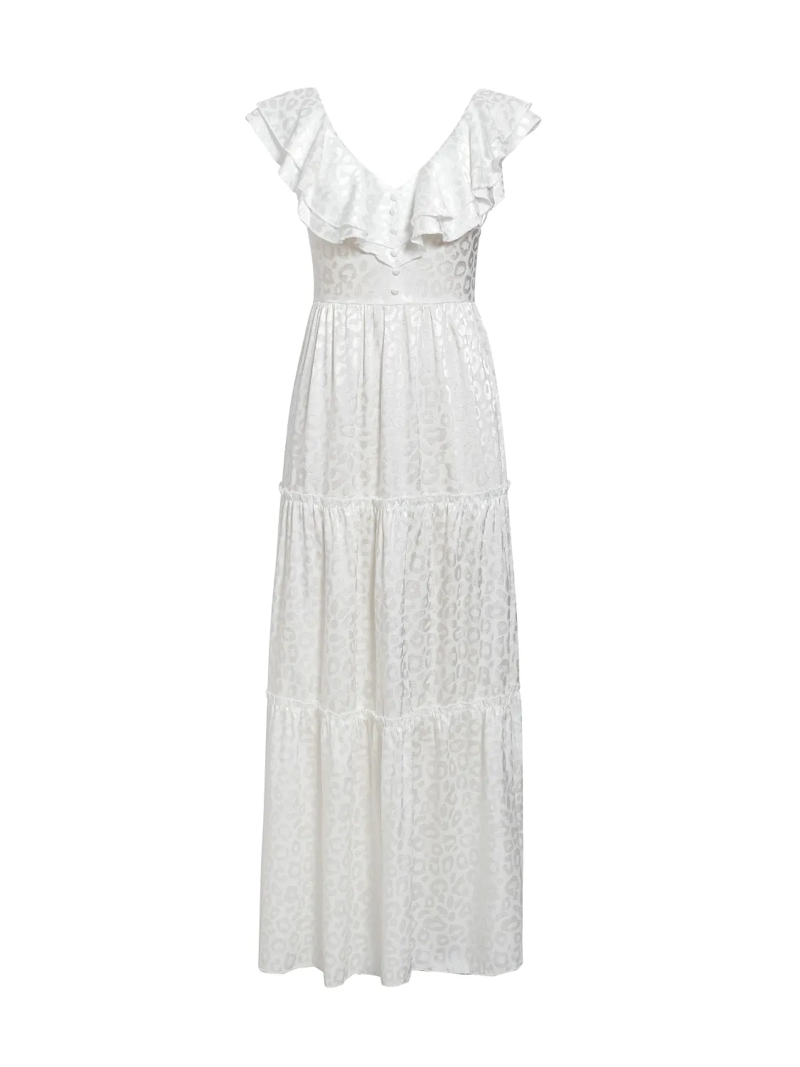 Women's Summer Sleeveless V-Neck Ruffled Long Dress