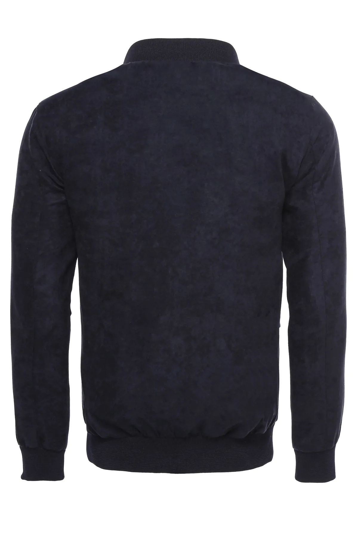 WSS Flap Pockets Suede Dark Blue Men Bomber Coat  - Singen